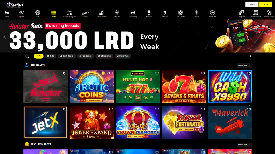 Starbet Liberia Casino screenshot